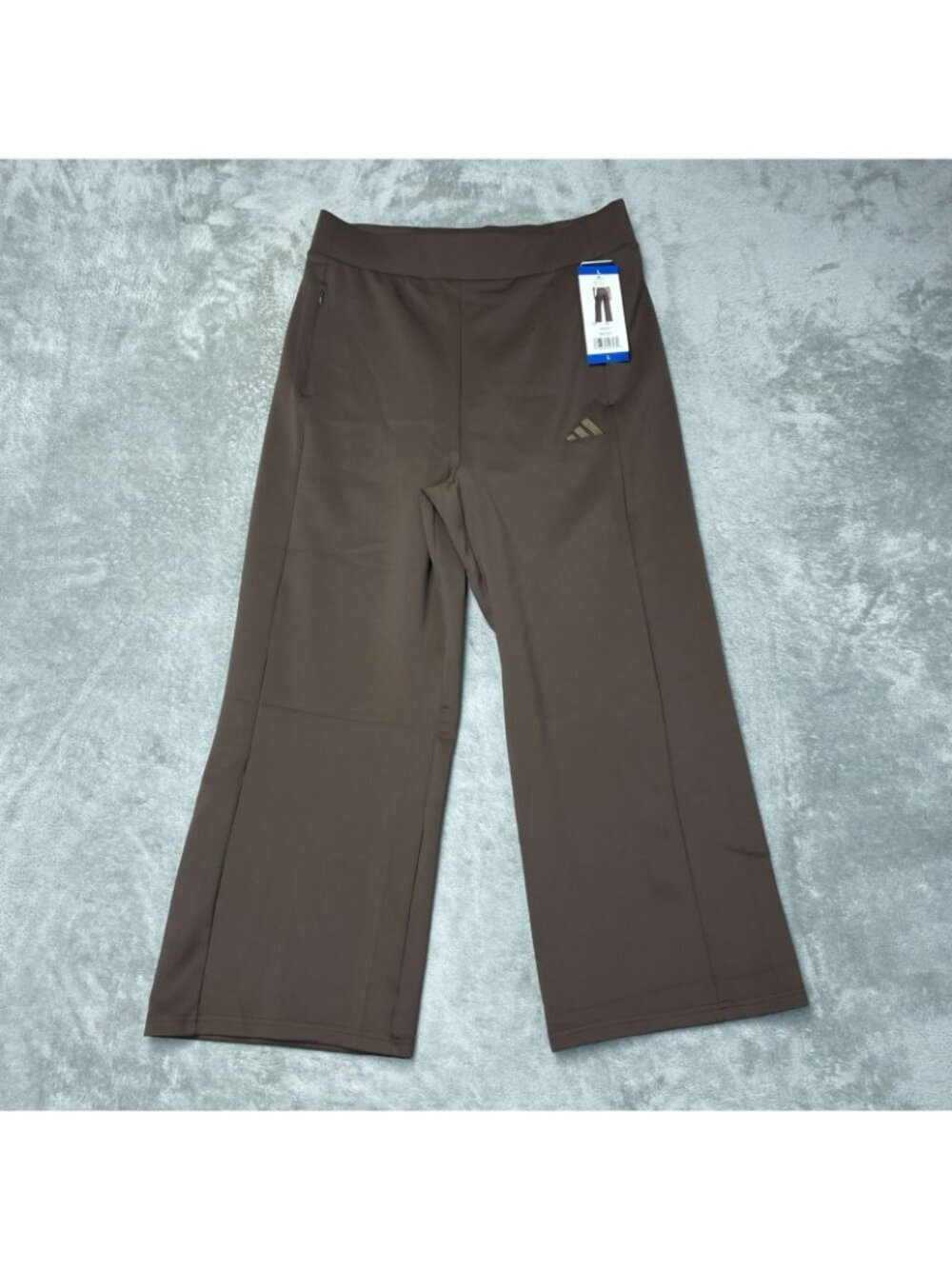 NWT Adidas Women's L Brown Wide-Leg Pants Scuba Pullon F1090 - Picture 3 of 15